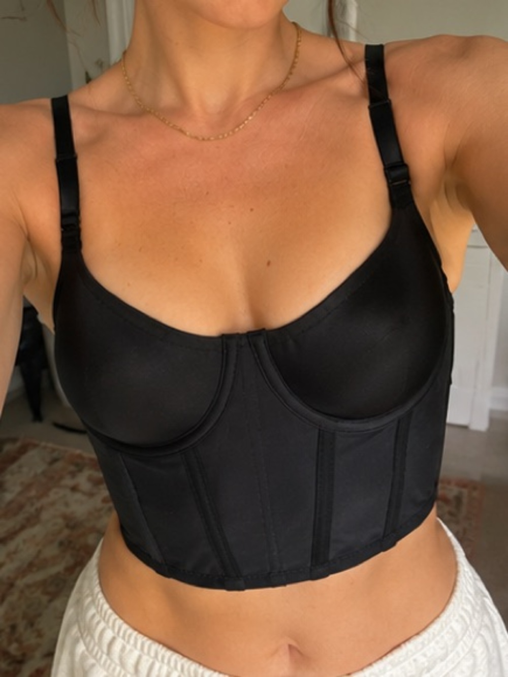SKIMS Logo Shine Demi Corset Bra Onyx 38DD NWT